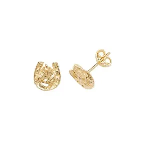 9ct Yellow Gold Horse Shoe Stud Earrings ES562