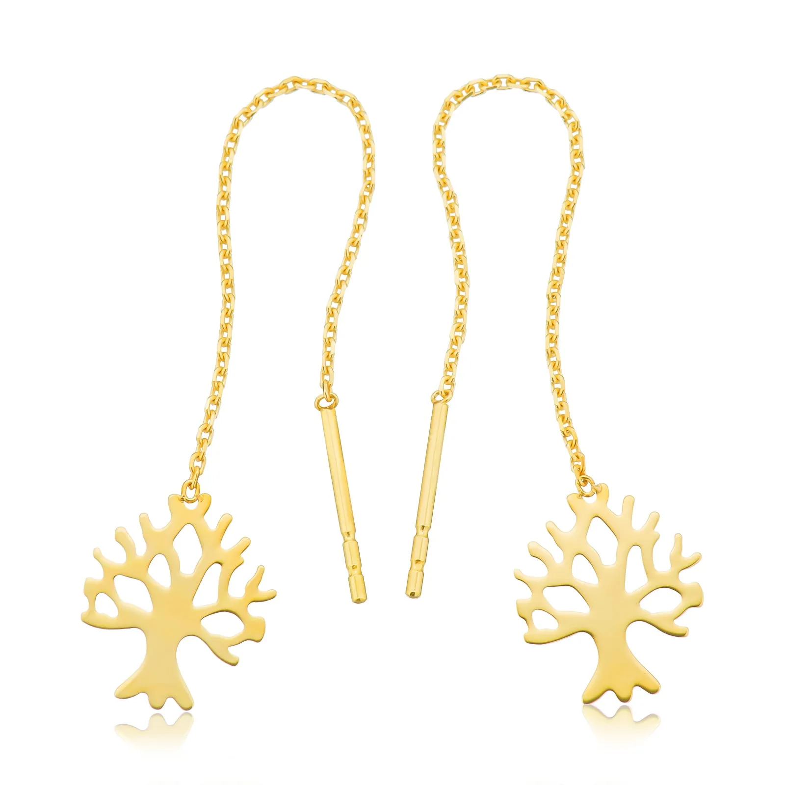 9ct Yellow Gold Tree of Life Drop Earrings