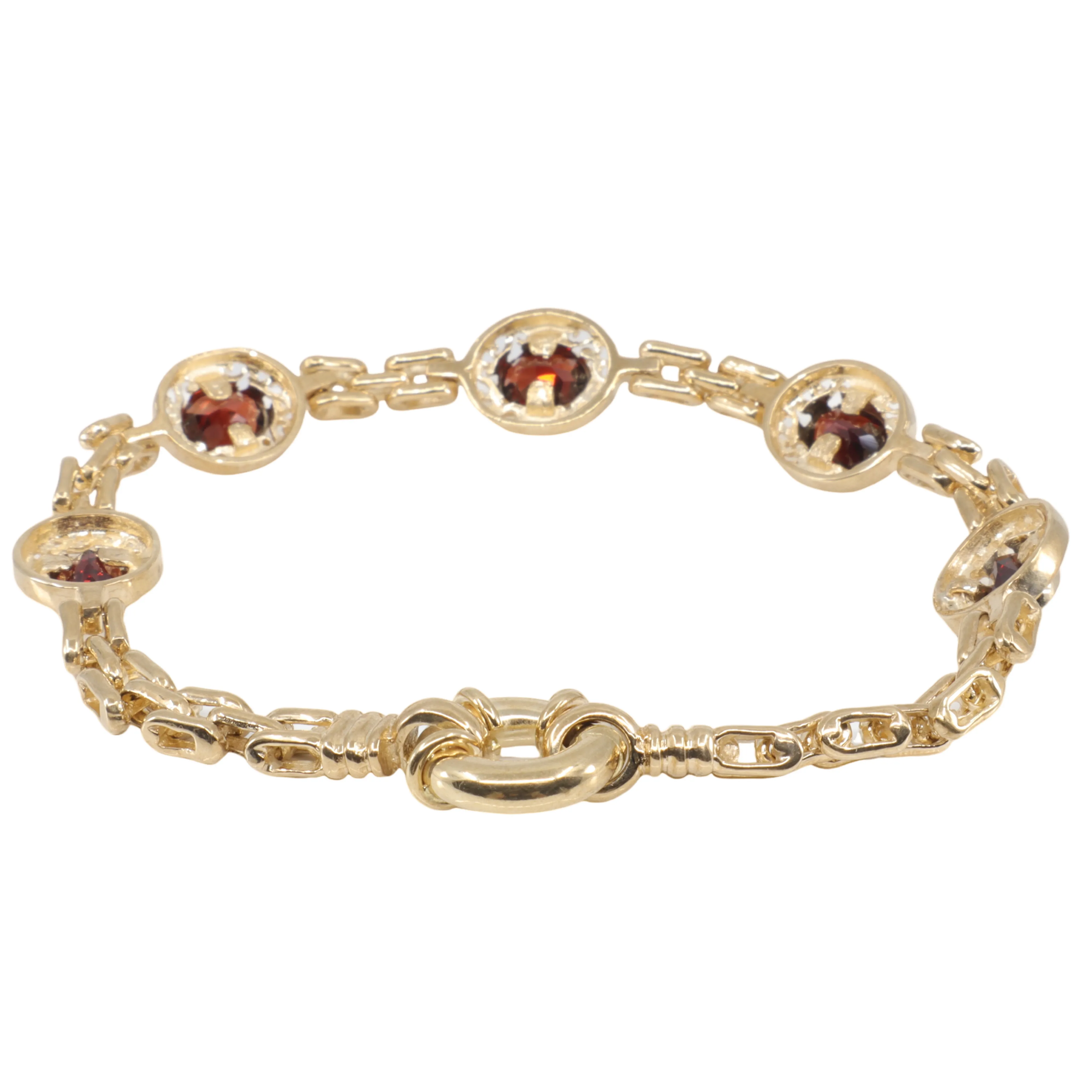 9k Yellow Gold Garnet Set Bracelet -207210186