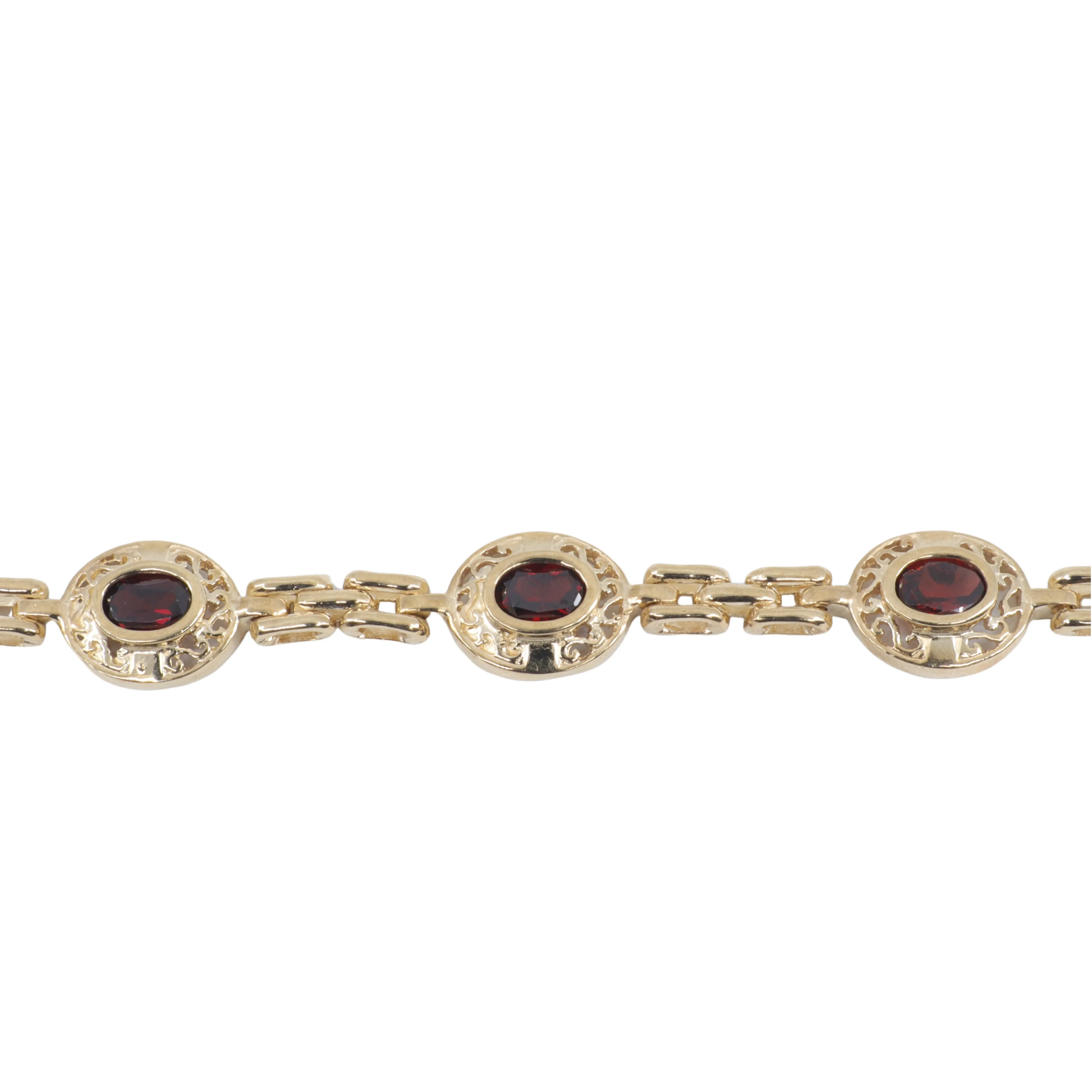 9k Yellow Gold Garnet Set Bracelet -207210186