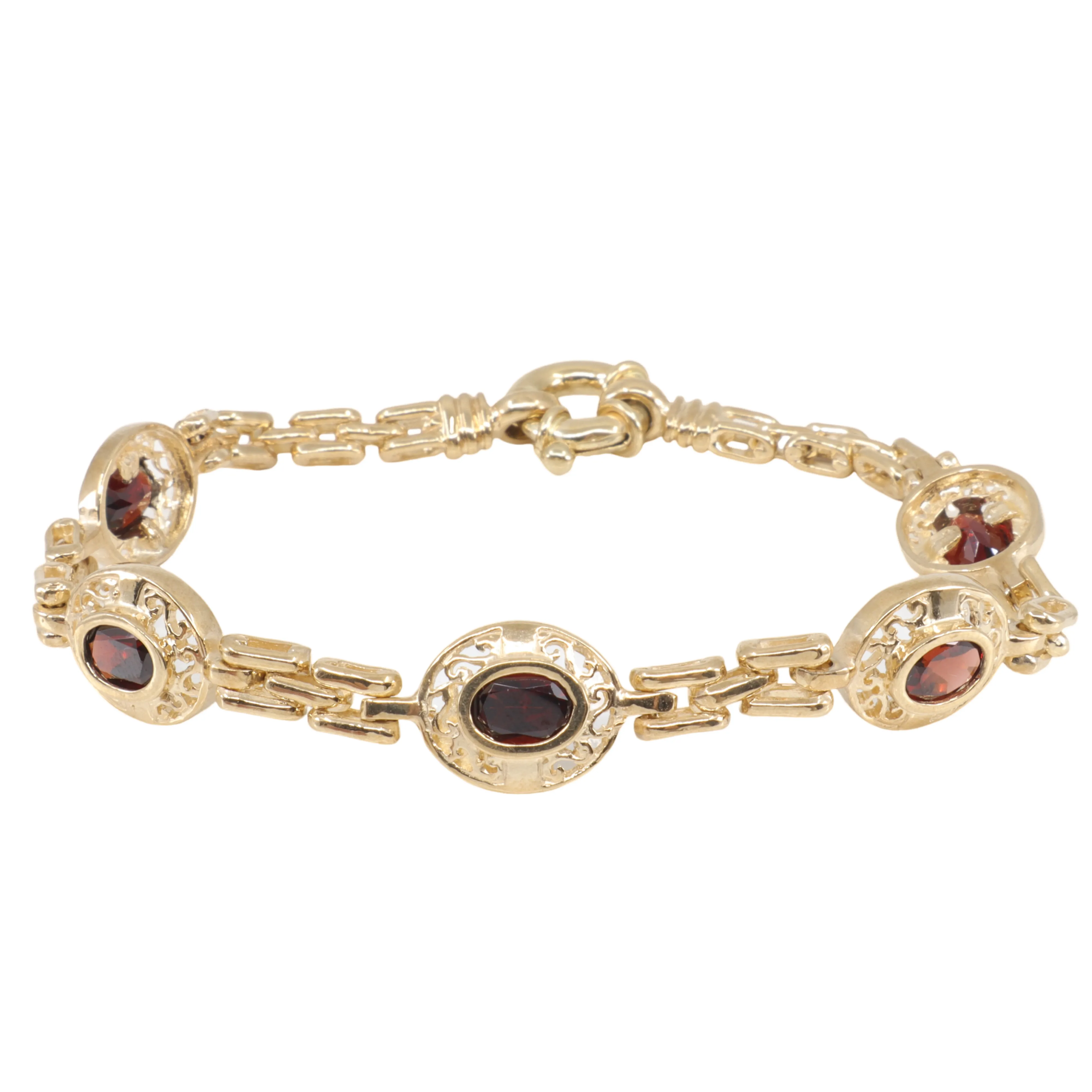 9k Yellow Gold Garnet Set Bracelet -207210186