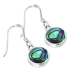 Abalone Shell Round Sterling Silver Earrings