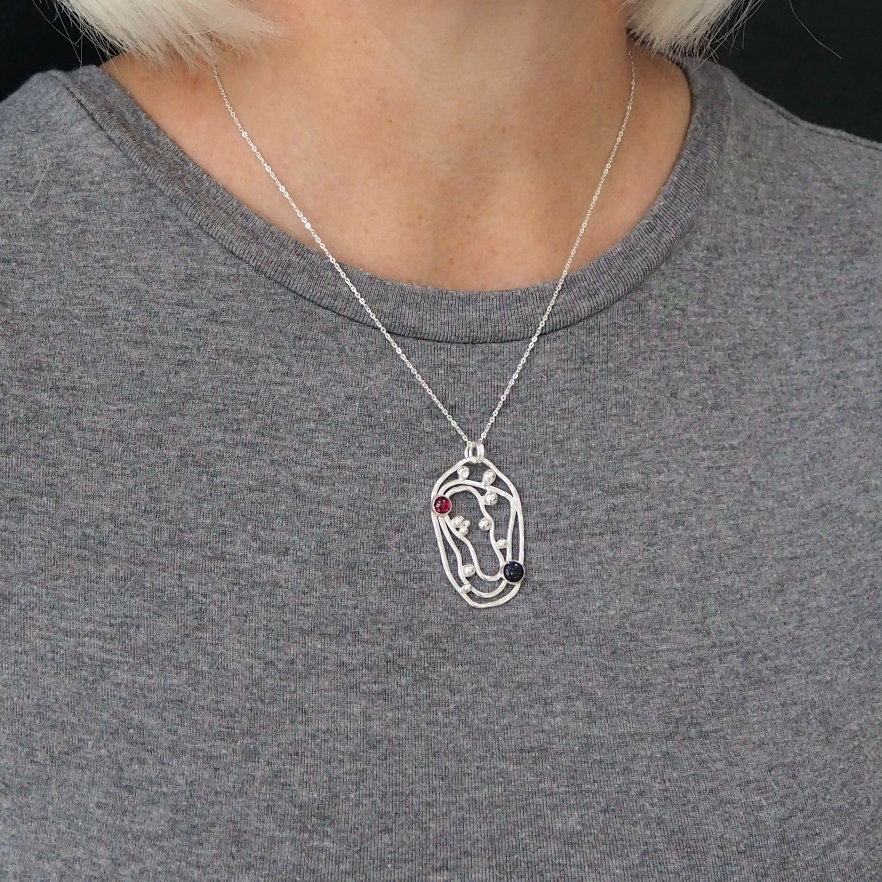 Abstract Silver Pendant Necklace