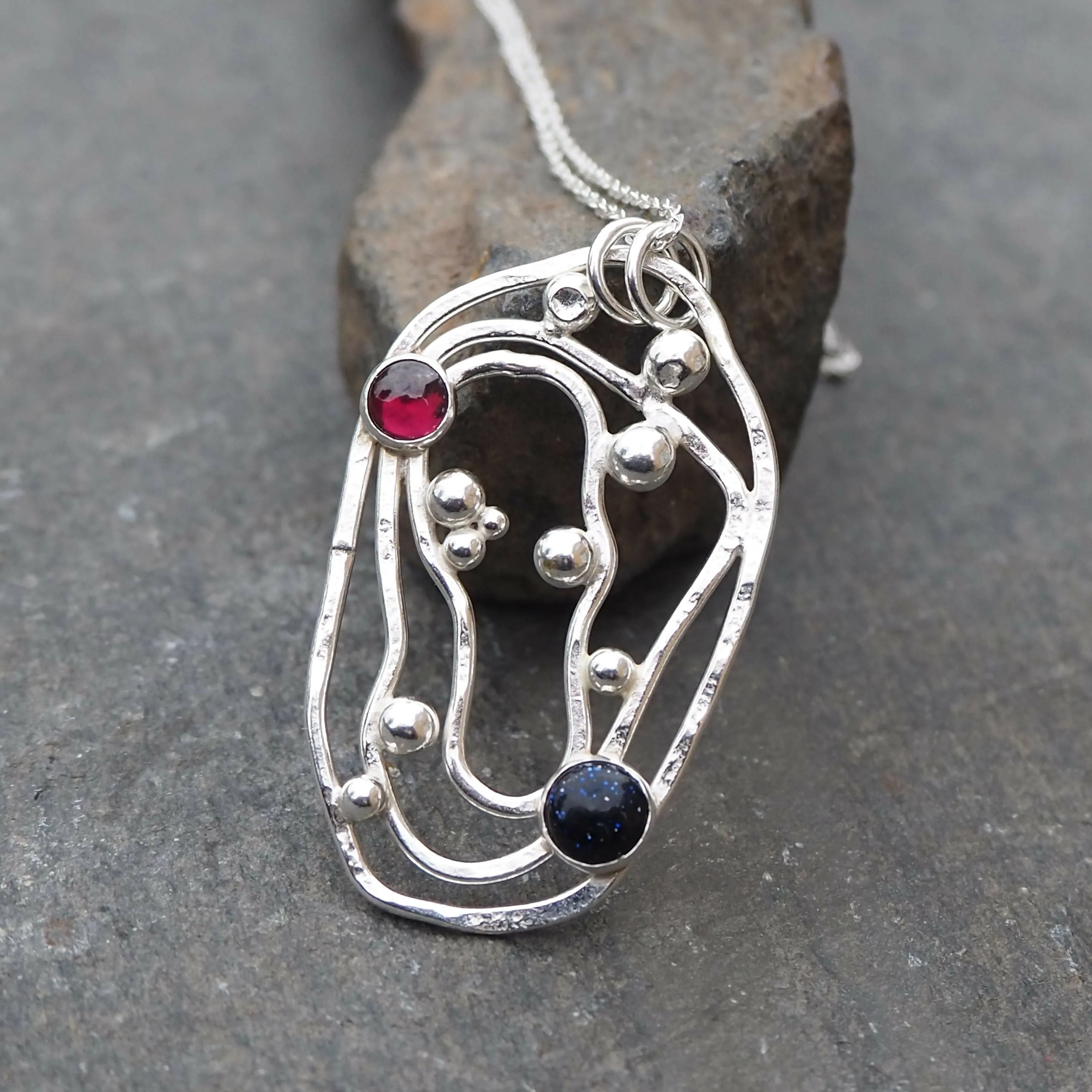 Abstract Silver Pendant Necklace