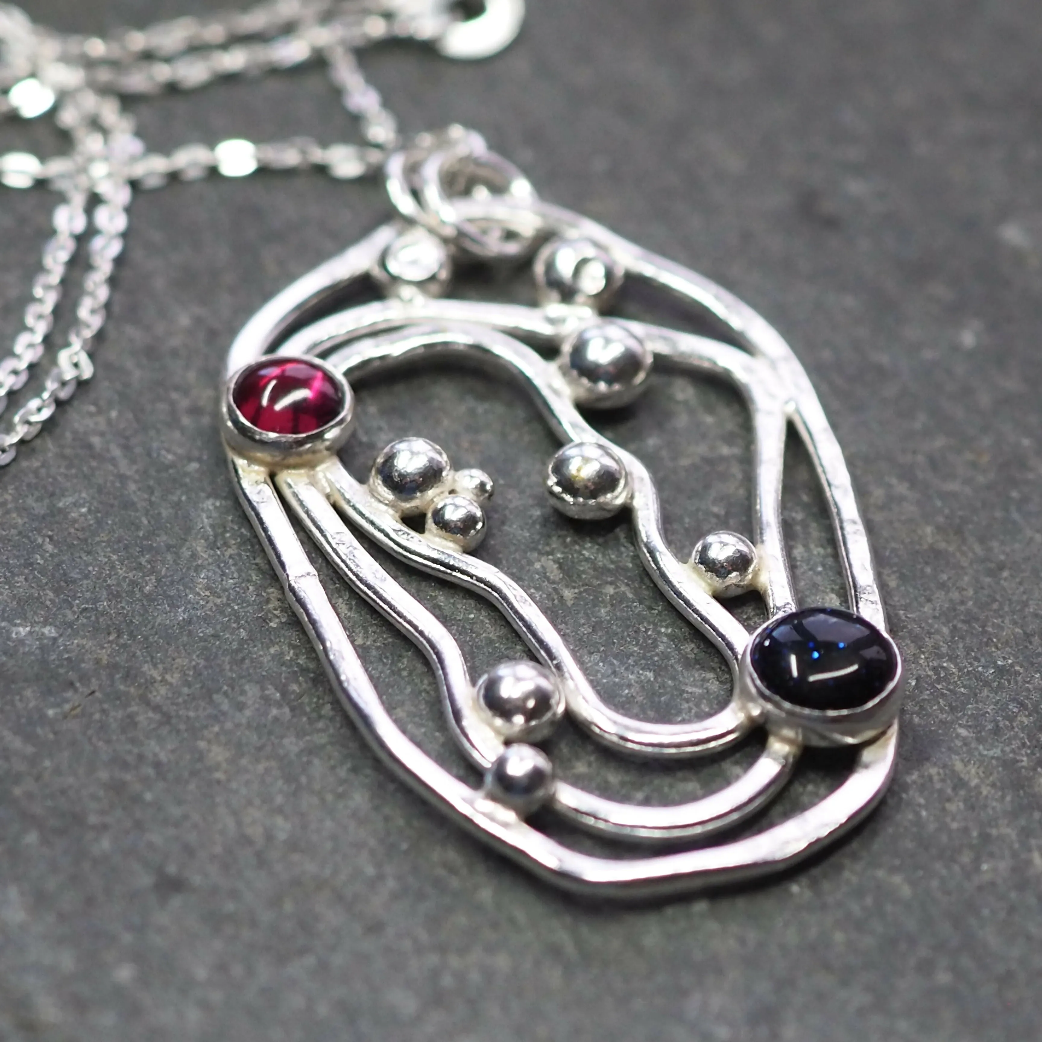 Abstract Silver Pendant Necklace