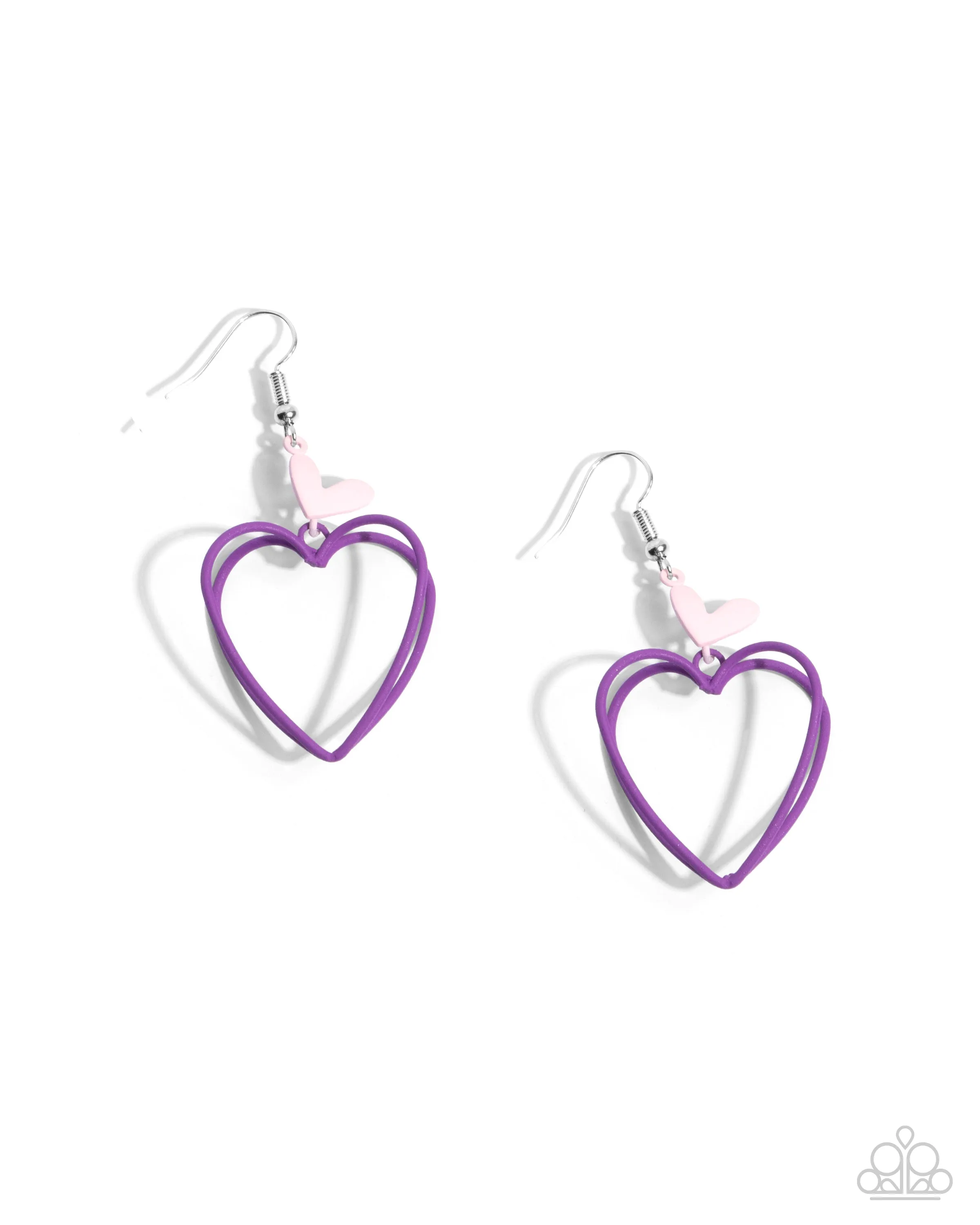 Acceptable Affection - Purple - Painted Heart Paparazzi Fishhook Earrings