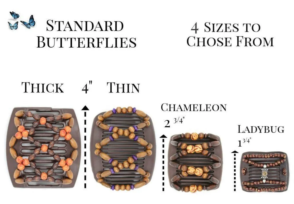 African Butterfly Chameleon Hair Comb - Stones & Bones Black 34