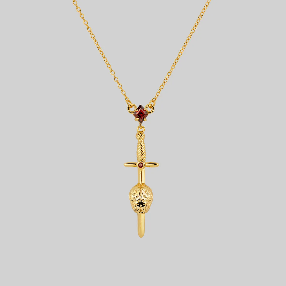 ALL MY MIND. Sword & Brain Necklace - Gold