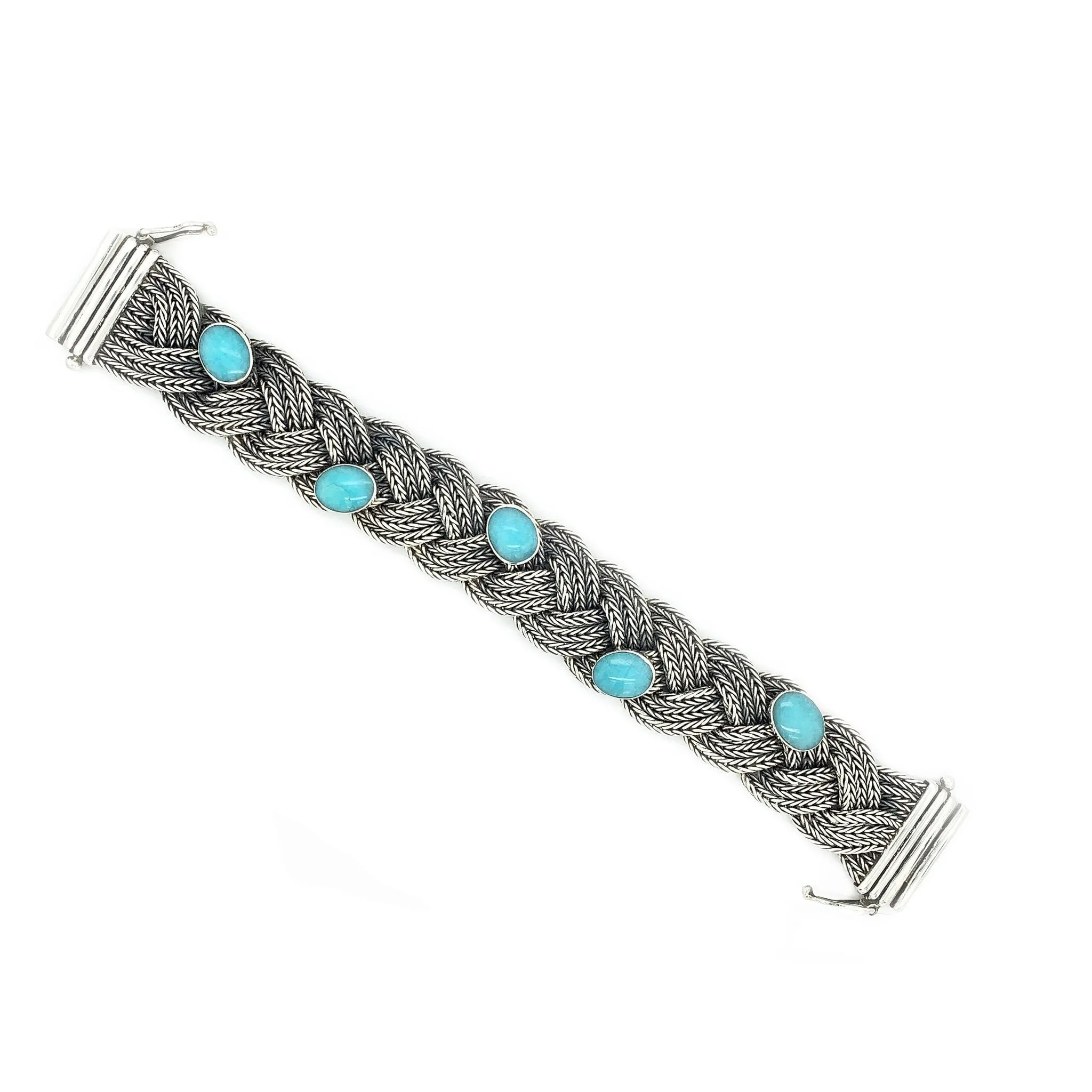 Amazonite Bracelet in Braided Sterling Silver