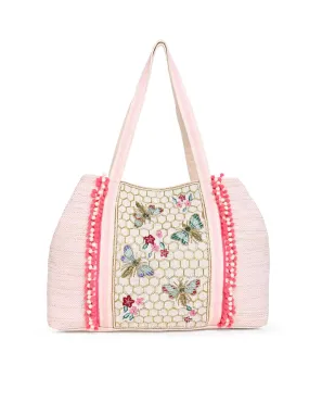 America & Beyond Natural Honey Bee Embellished Tote