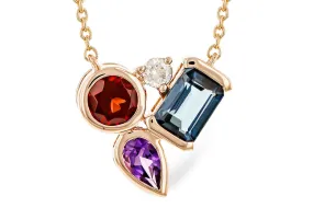 Amethyst, Garnet, and Topaz Necklace