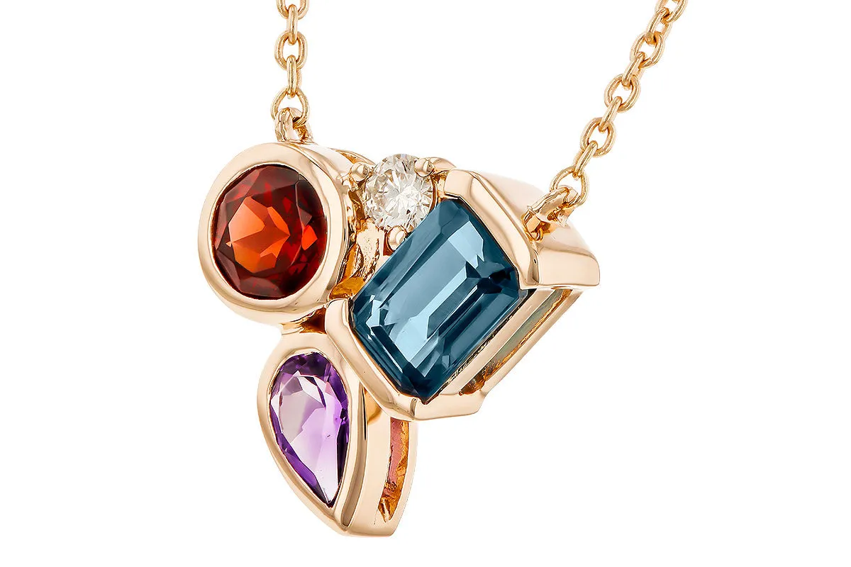 Amethyst, Garnet, and Topaz Necklace