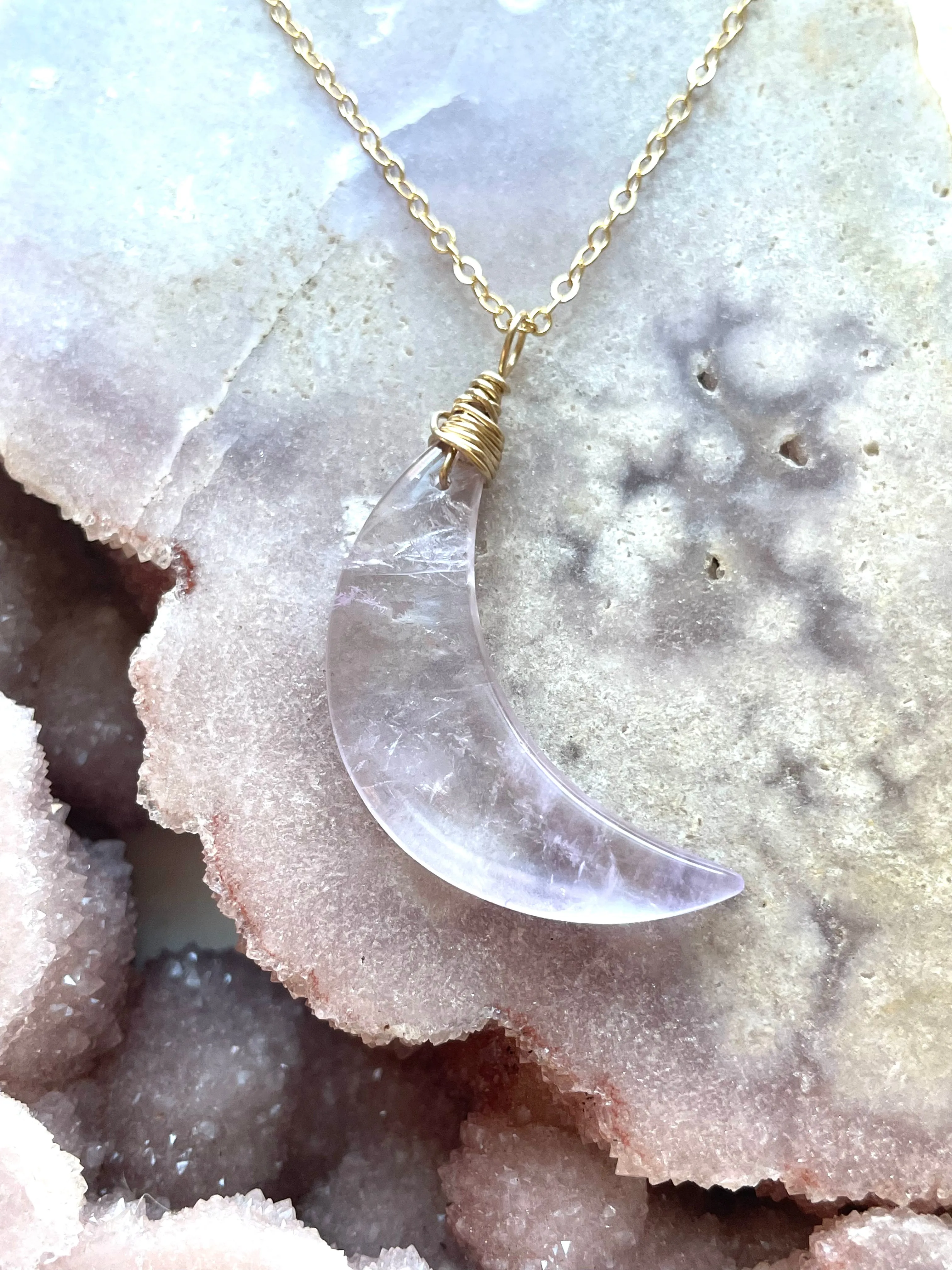 Amethyst Moon Crystal Necklace