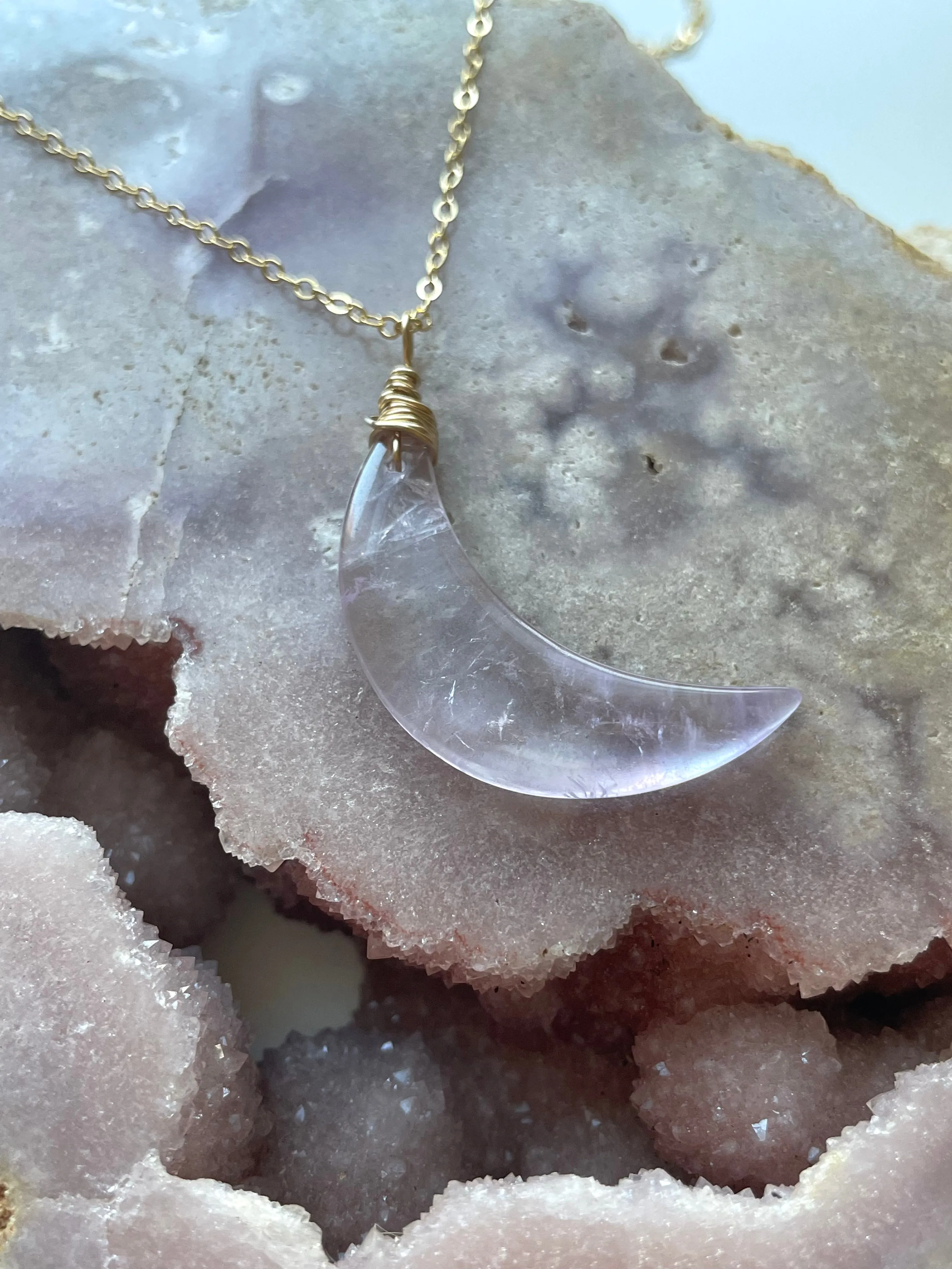 Amethyst Moon Crystal Necklace