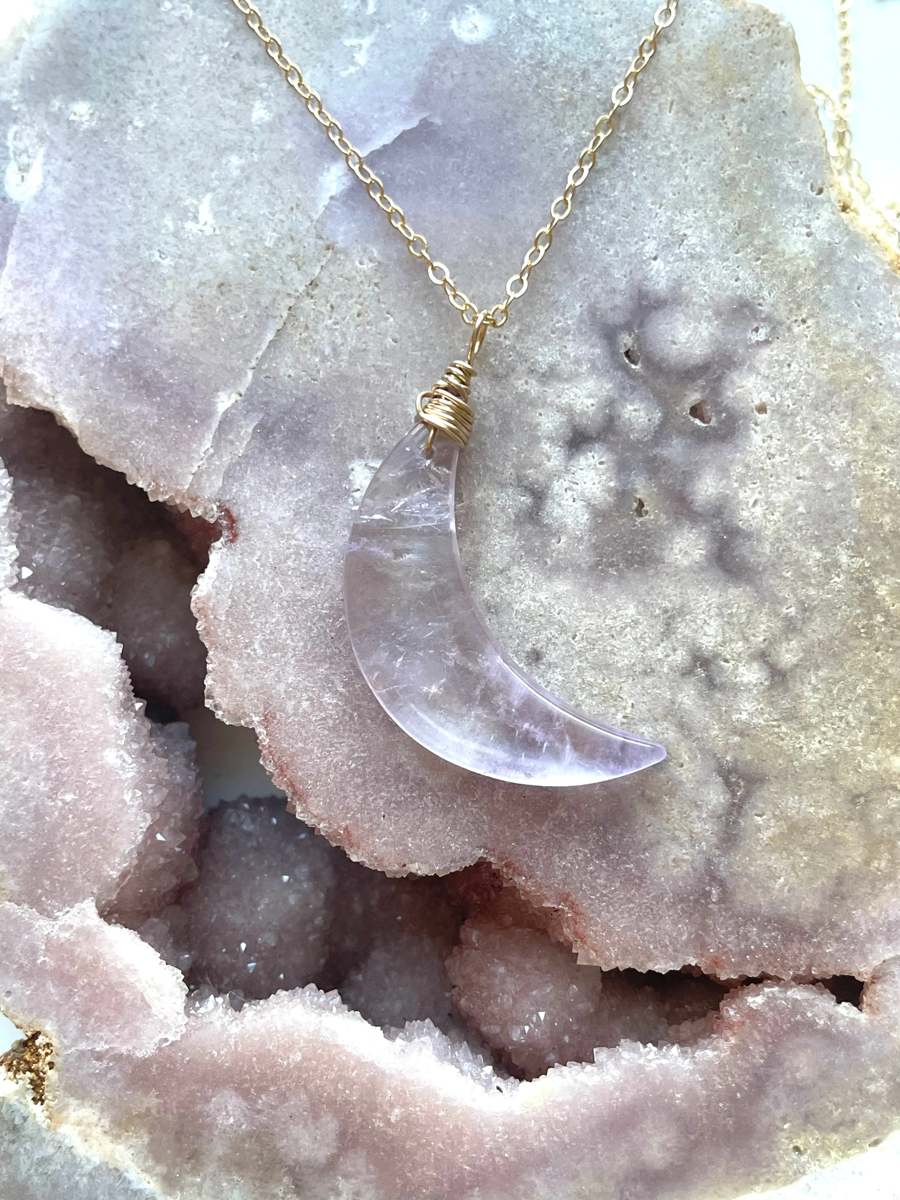 Amethyst Moon Crystal Necklace