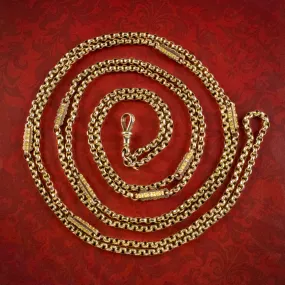 Antique Victorian Long Guard Chain 9ct Gold