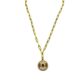 Ashley Gold Stainless Steel Gold Plated Colored CZ Disc Pendant