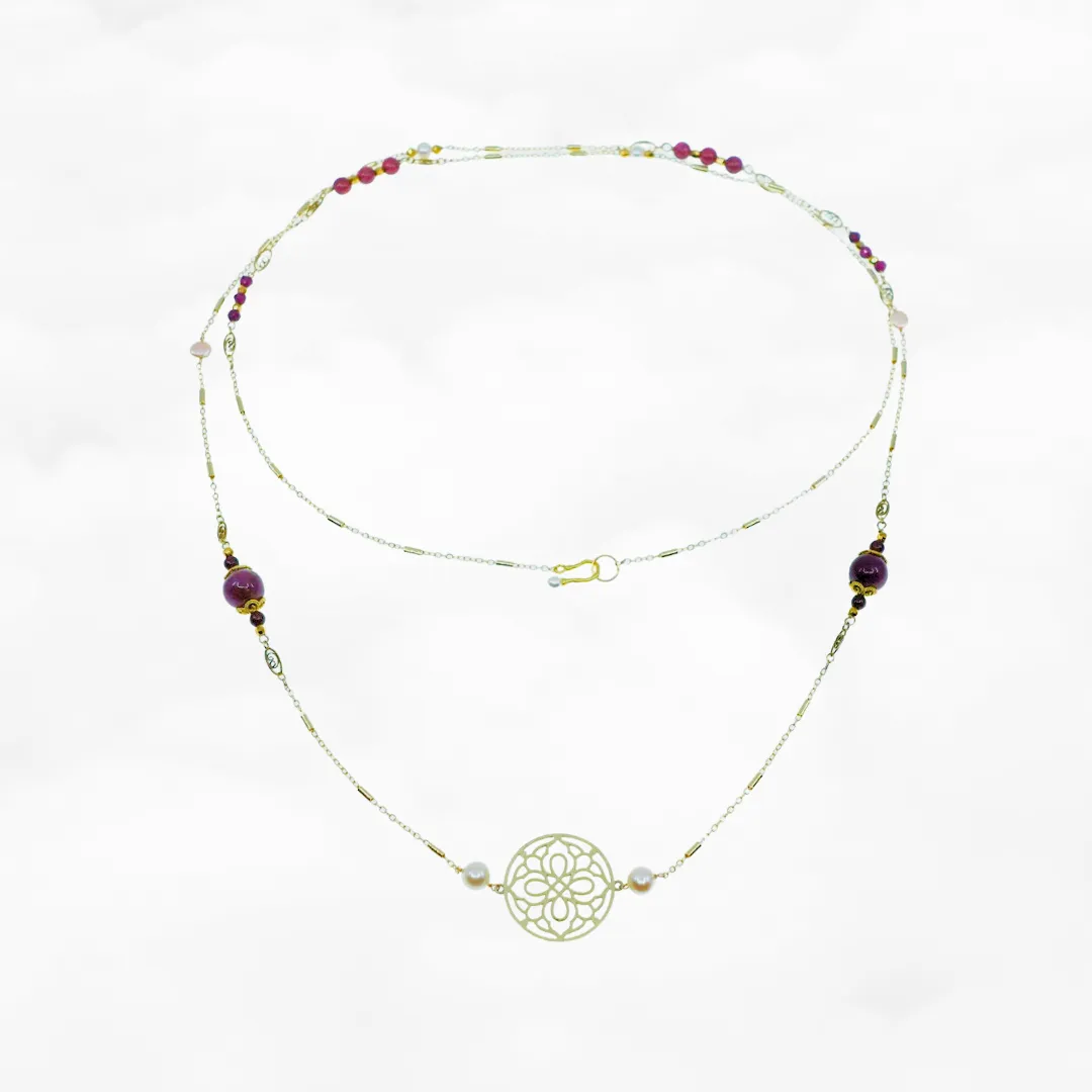 Autumn Ruby and Garnet Long Necklace