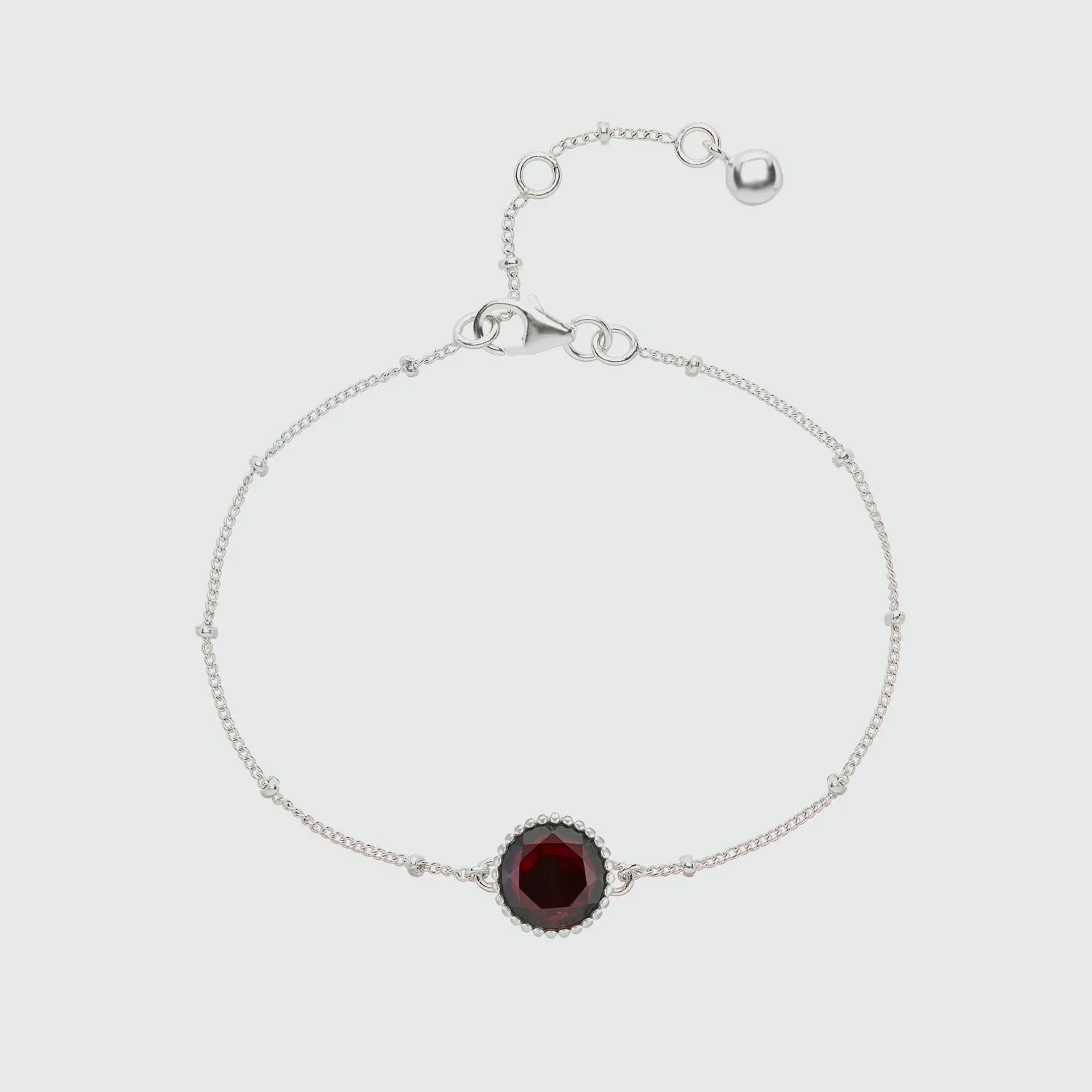 Barcelona Silver January Garnet Birthstone Bracelet