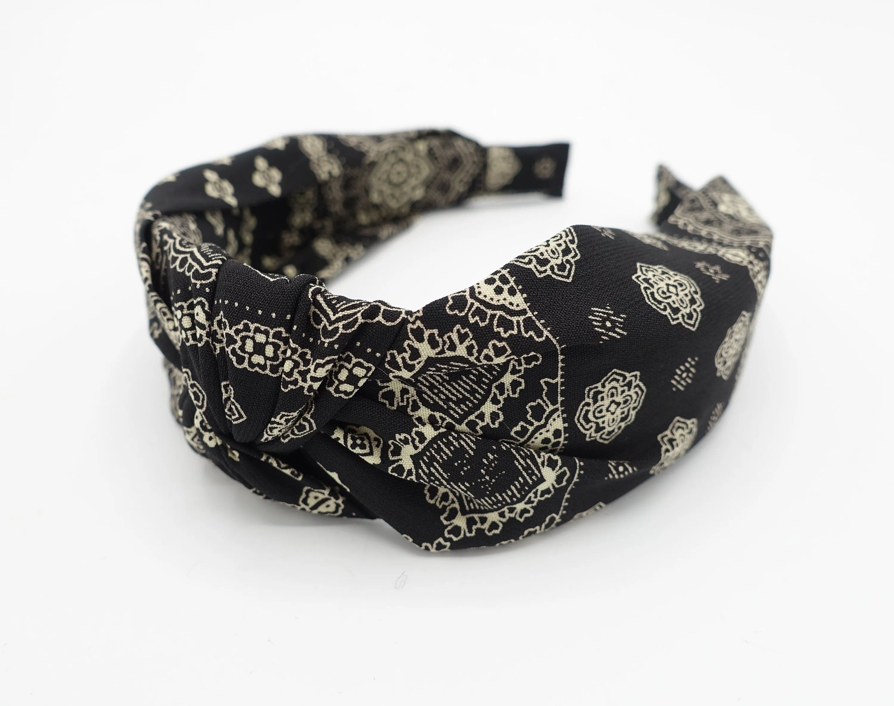 baroque print top knot headband Autumn thin fabric hairband women hair accessory