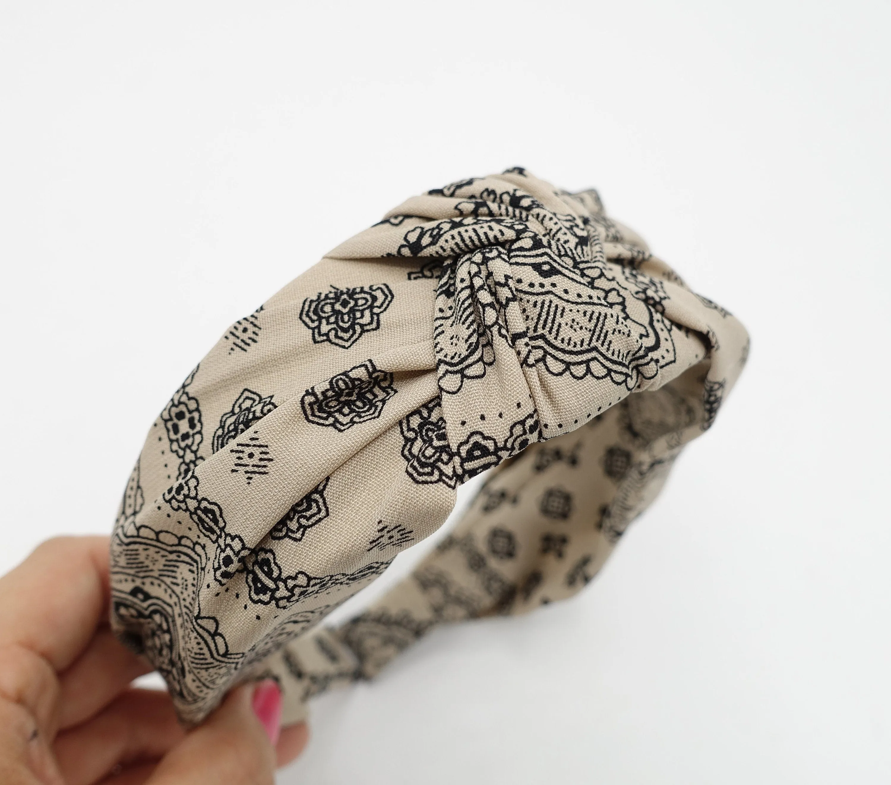 baroque print top knot headband Autumn thin fabric hairband women hair accessory