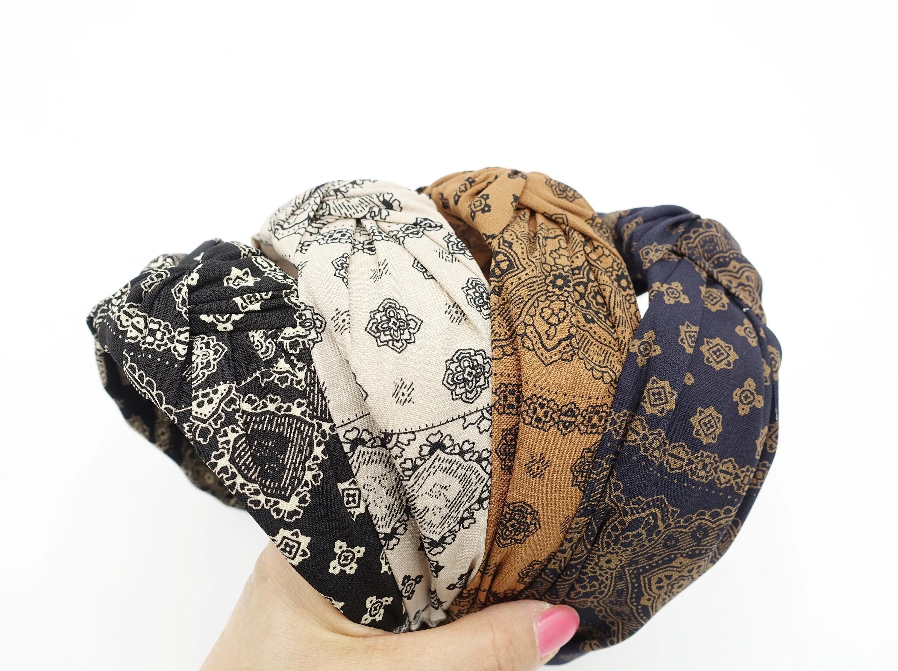 baroque print top knot headband Autumn thin fabric hairband women hair accessory