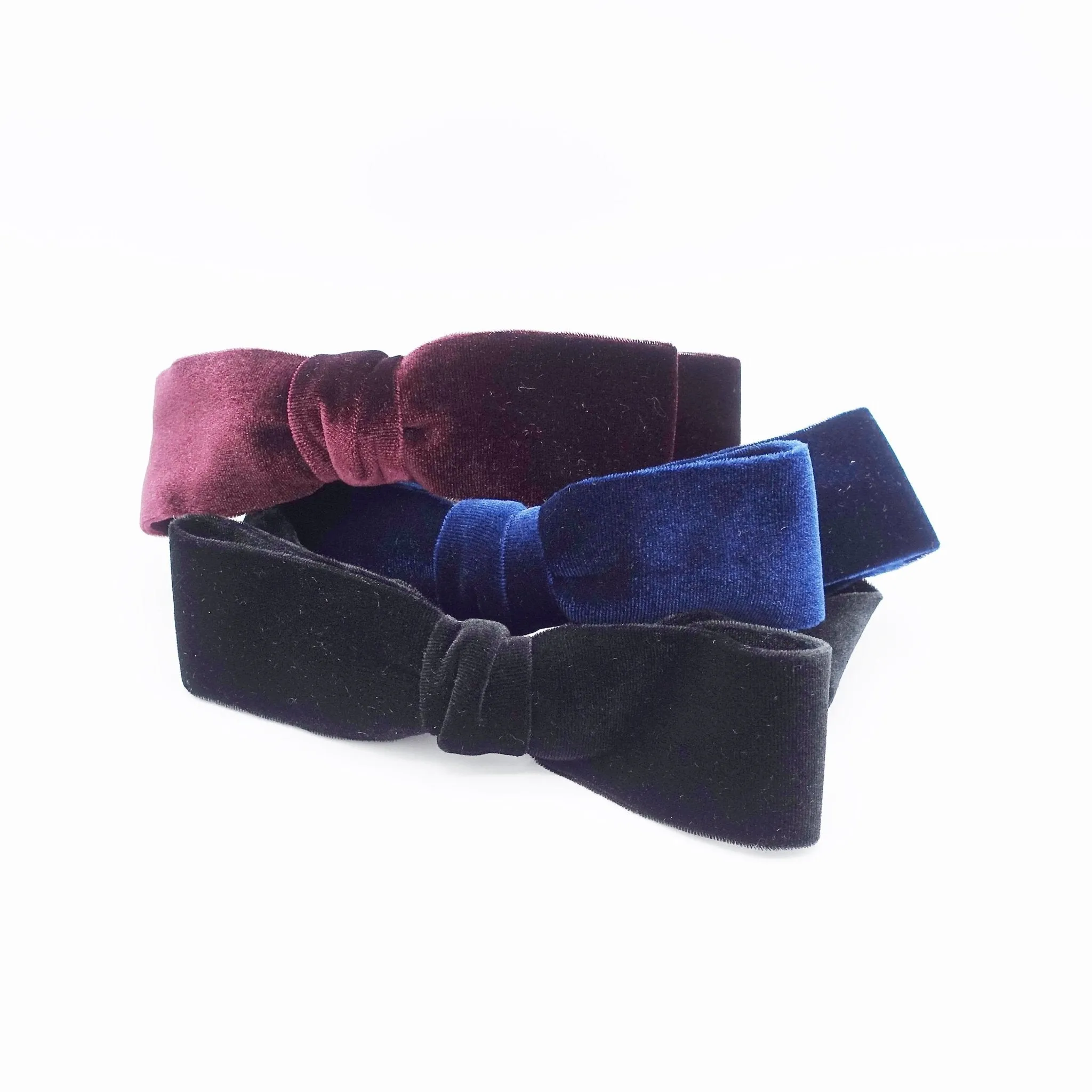 basic velvet layered bow headband thin hairband women hair accessory