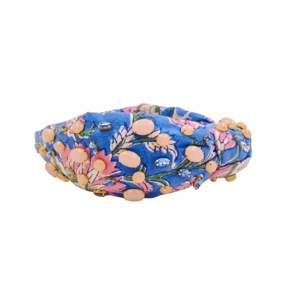 Bella Blue Floral Block Print Knotted Headband