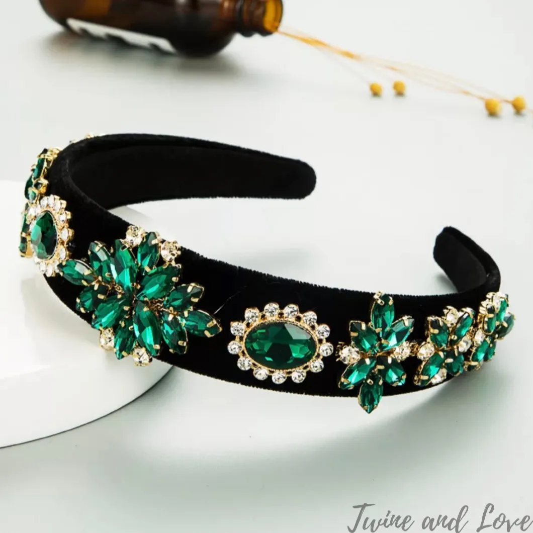 Bella Jeweled Headband (Emerald)