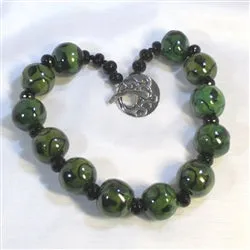 Big Bold Statement Green Beaded Necklace Handmade Kazuri Beads