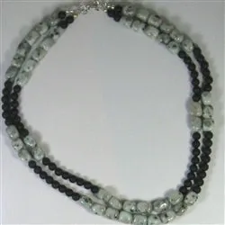 Black and Green Gemstone Beaded Necklace