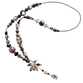 Black Diamond: Black and White Bead Necklace