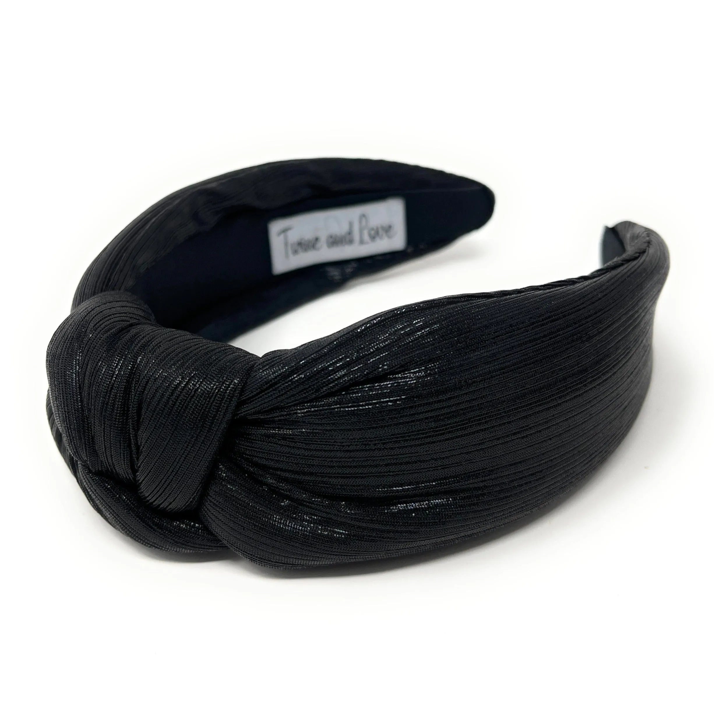 Black Padded Metallic Knotted Headband