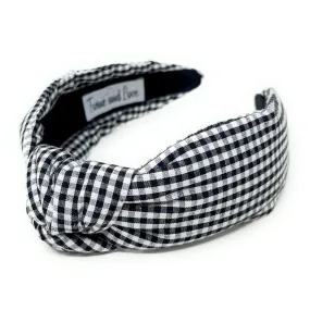 Black Small Gingham Knot Headband