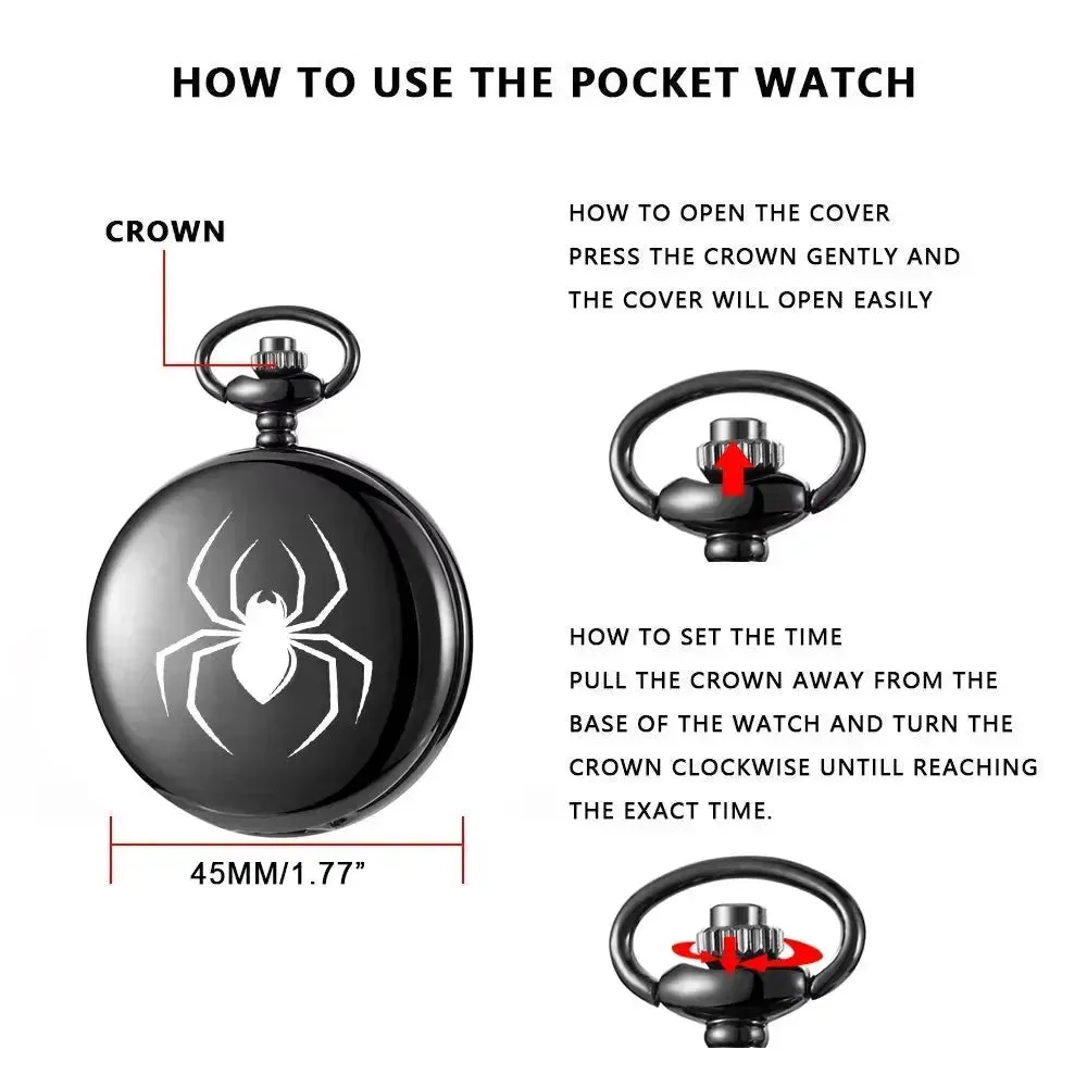 Black Spiderman Pocket Watch