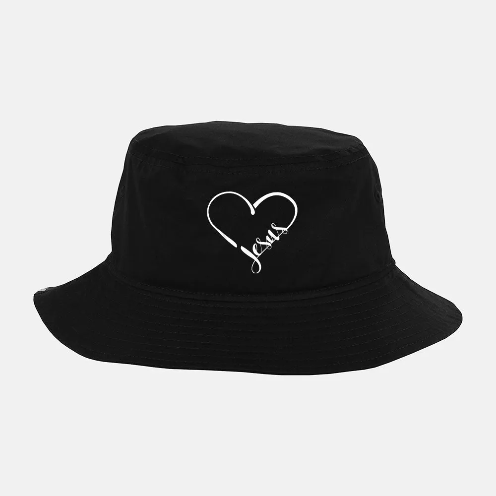 Blessed Heart Cross Jesus Has My Back Faith Christian Bucket Hat