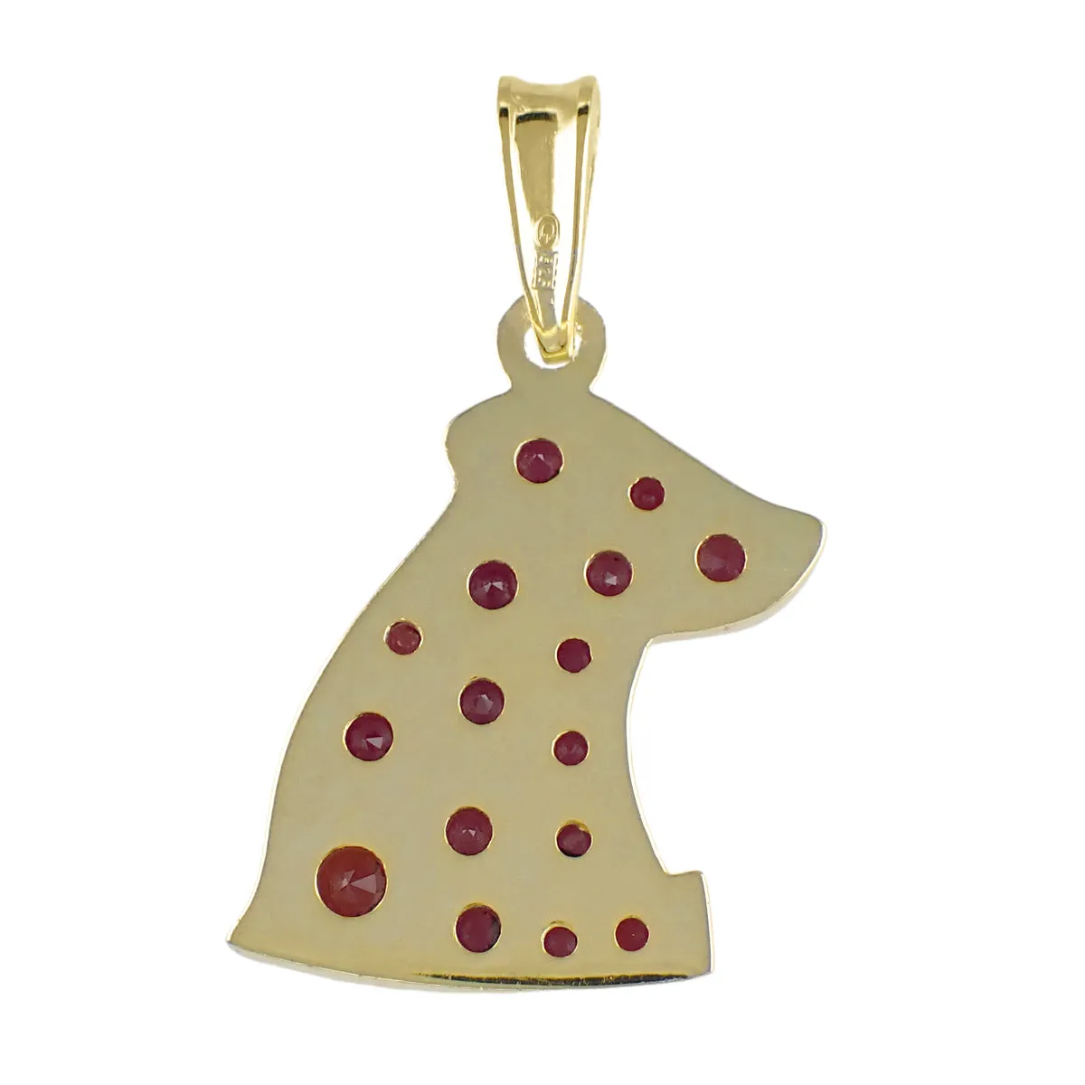 Bohemian Red Garnet Dog Pendant in Sterling Silver and Yellow Gold Vermeil