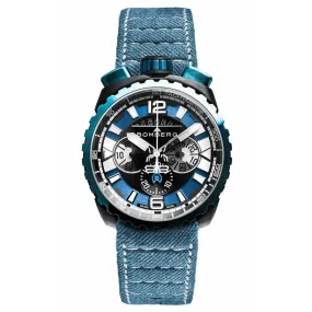 Bomberg Men's Chronograph Watch BOLT-68 Black PVD Blue BS45CHPBLGM.050-3.3