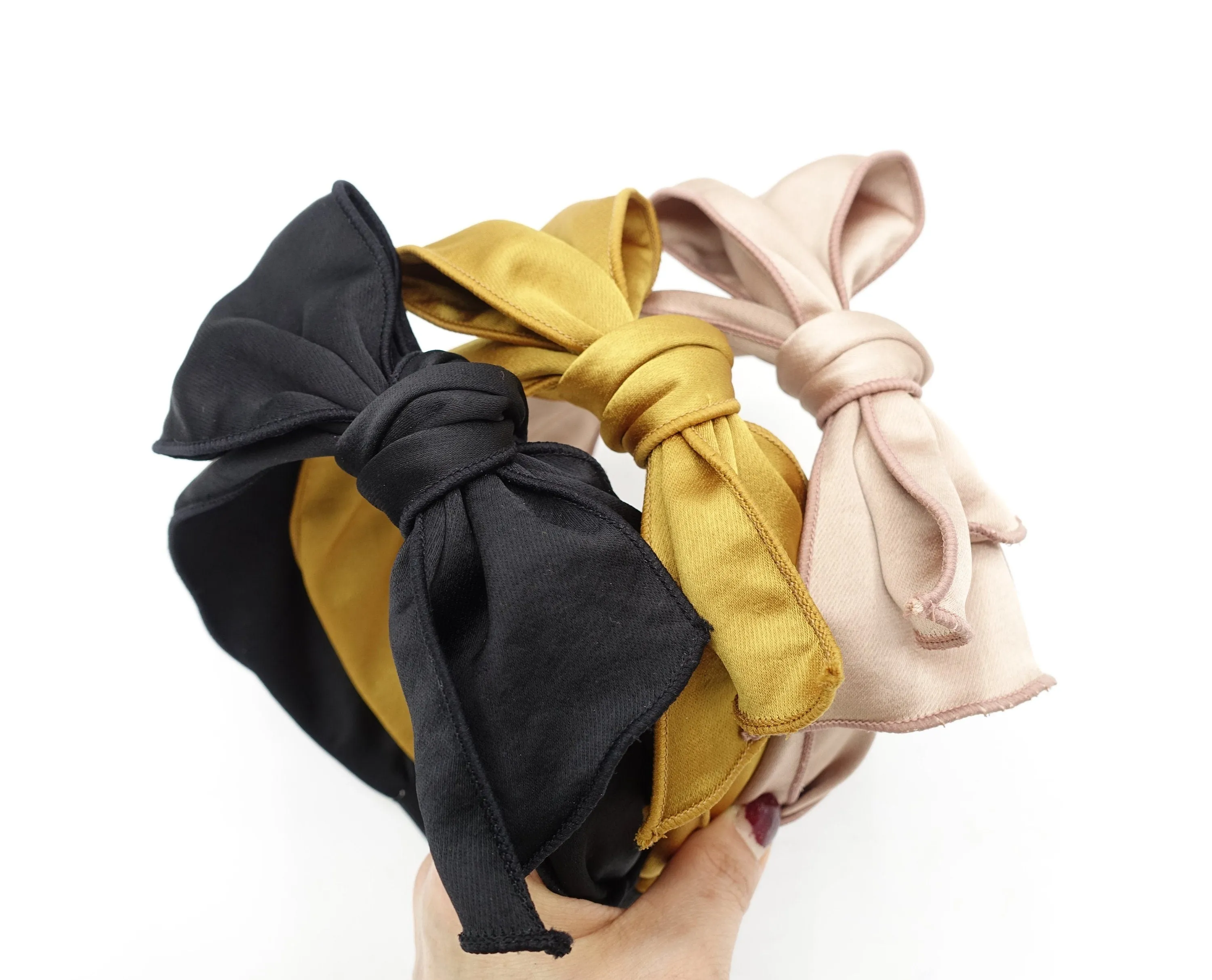 bow knot headband glossy fabric hairband women hair accessory