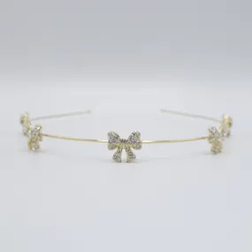 bow knot rhinestone embellished metal thin headband