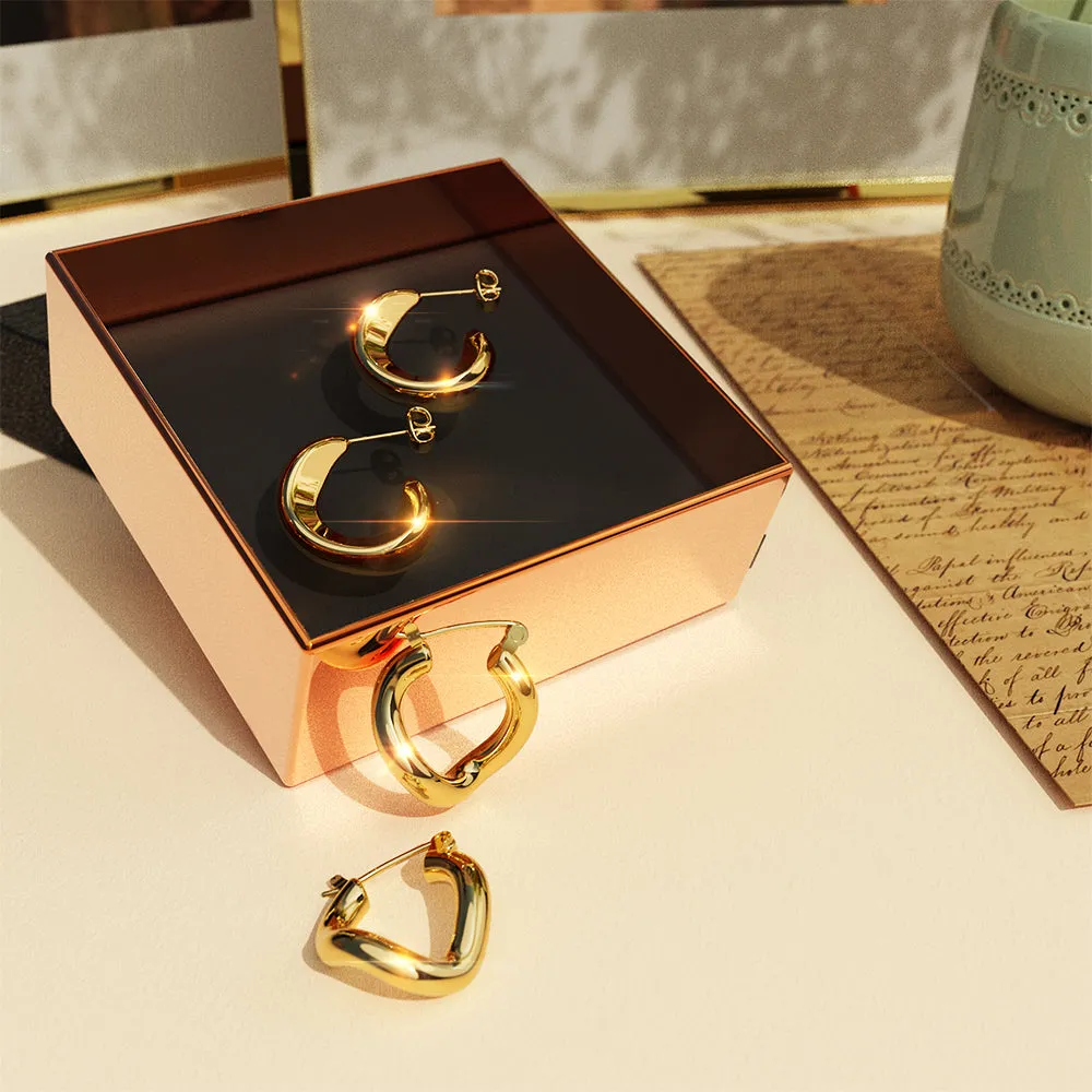 Boxed 2 Pairs of Precious Sparkling Earrings Set in Gold