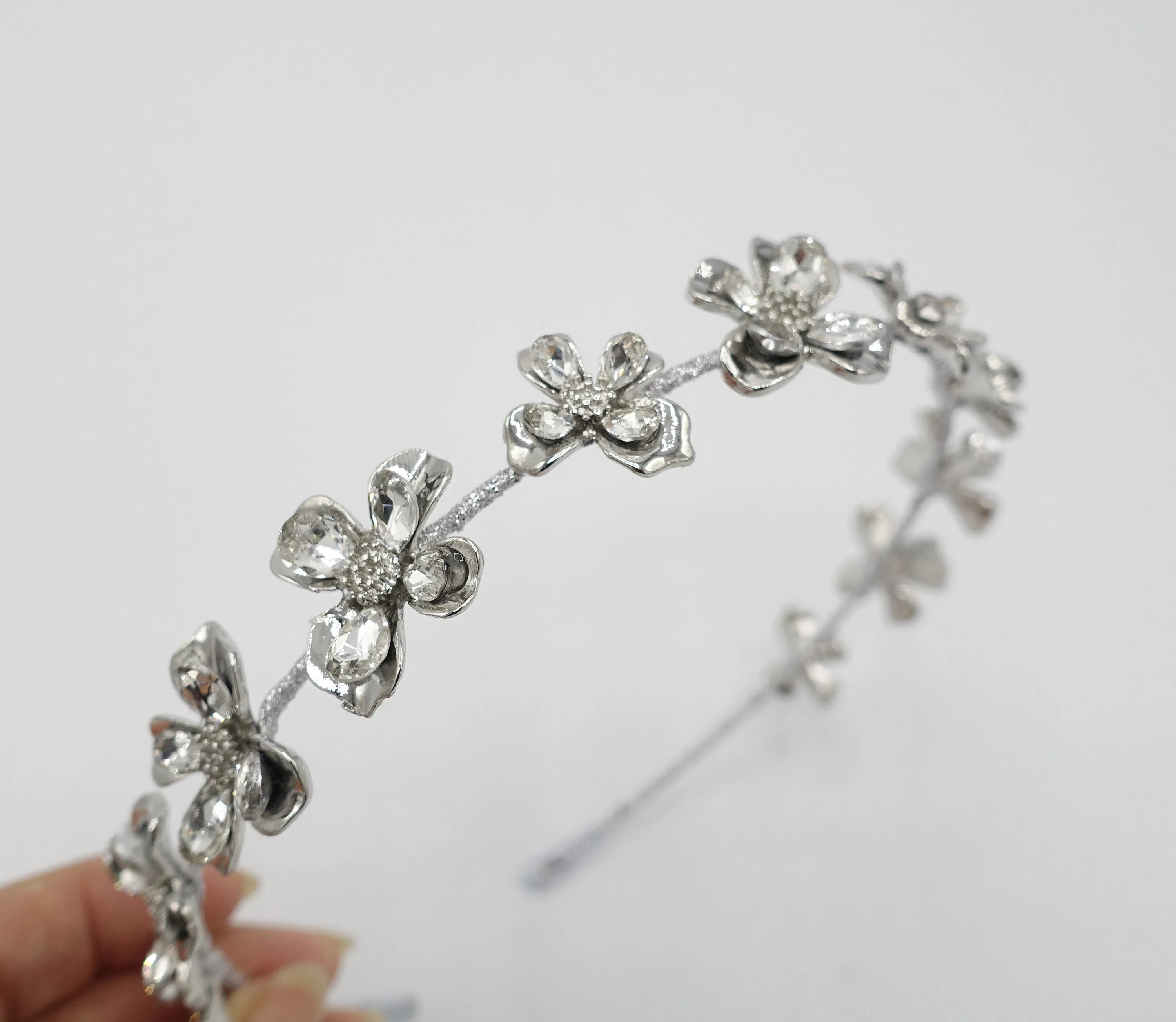 bridal headband glass petal hairband bling hair accessory for women