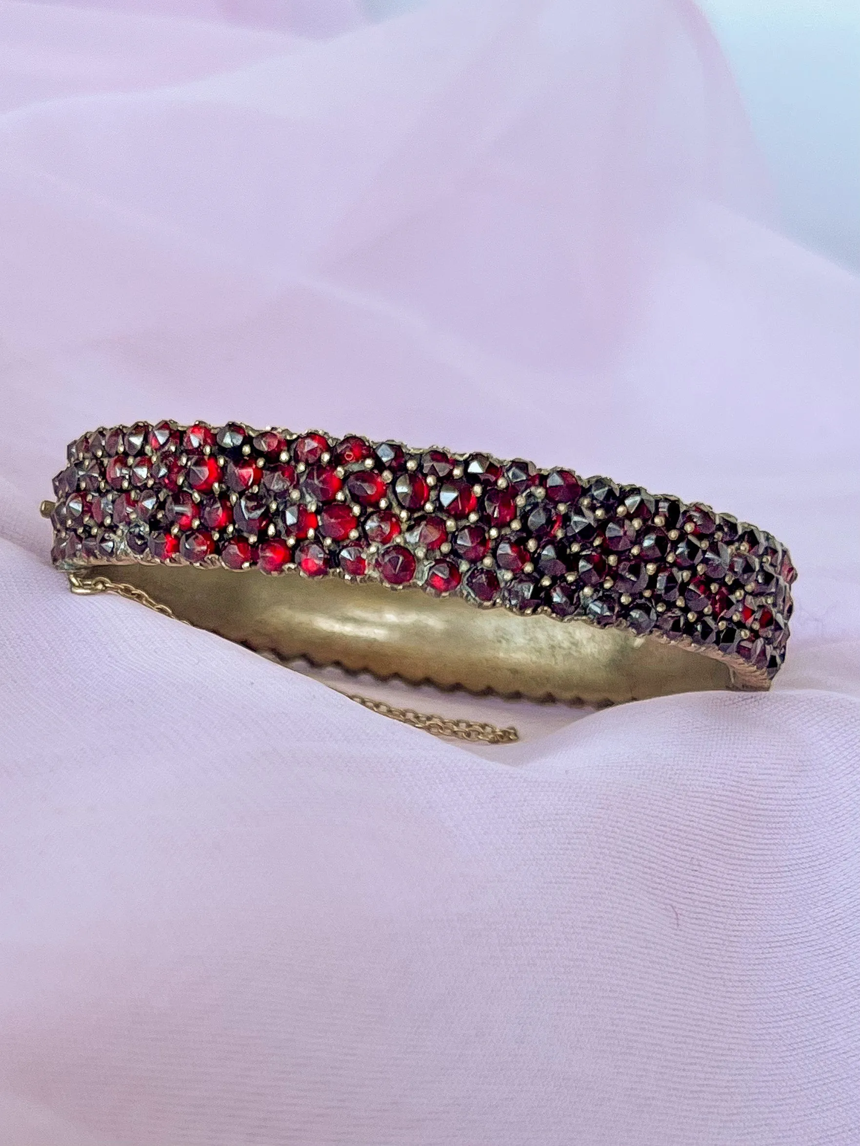 Bright Bohemian Garnet Pavé bracelet circa 1870