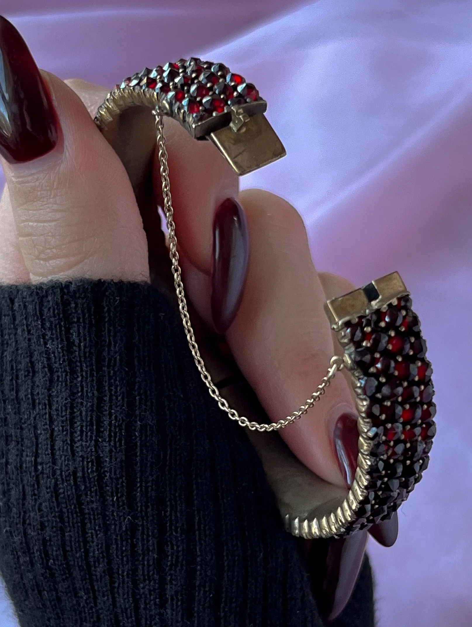 Bright Bohemian Garnet Pavé bracelet circa 1870