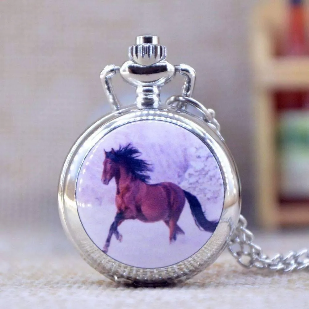 Bronco Enamel Mini Pocket Watch Necklace