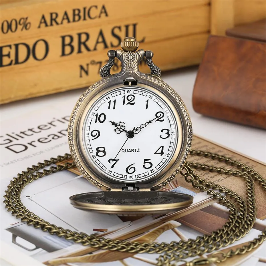 Bronze Quartz Full Hunter Pocket Watch - Black Panther