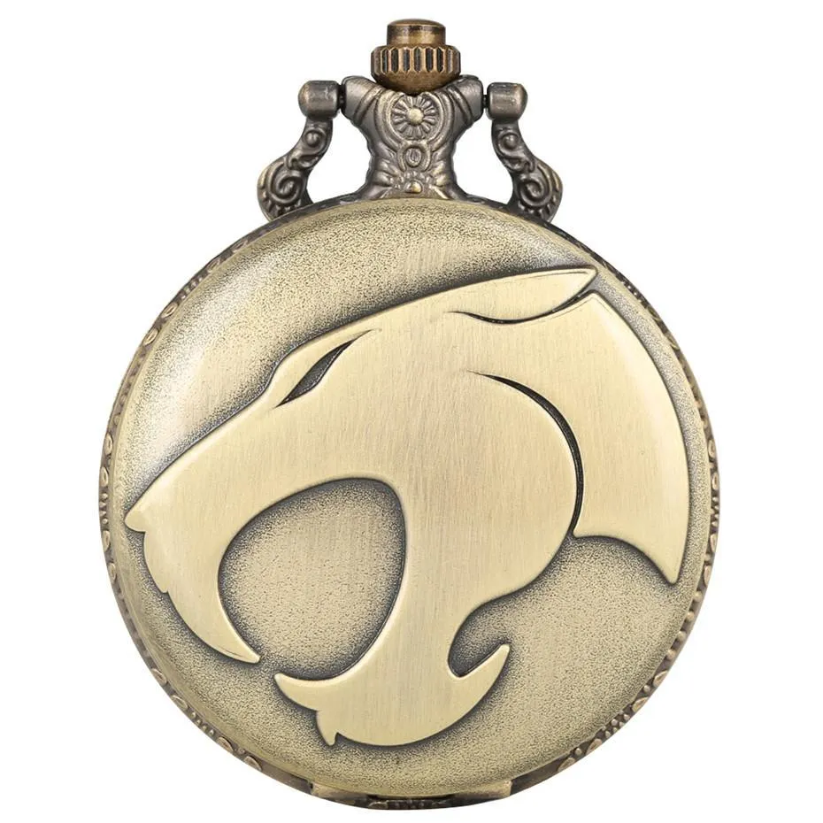 Bronze Quartz Full Hunter Pocket Watch - Black Panther