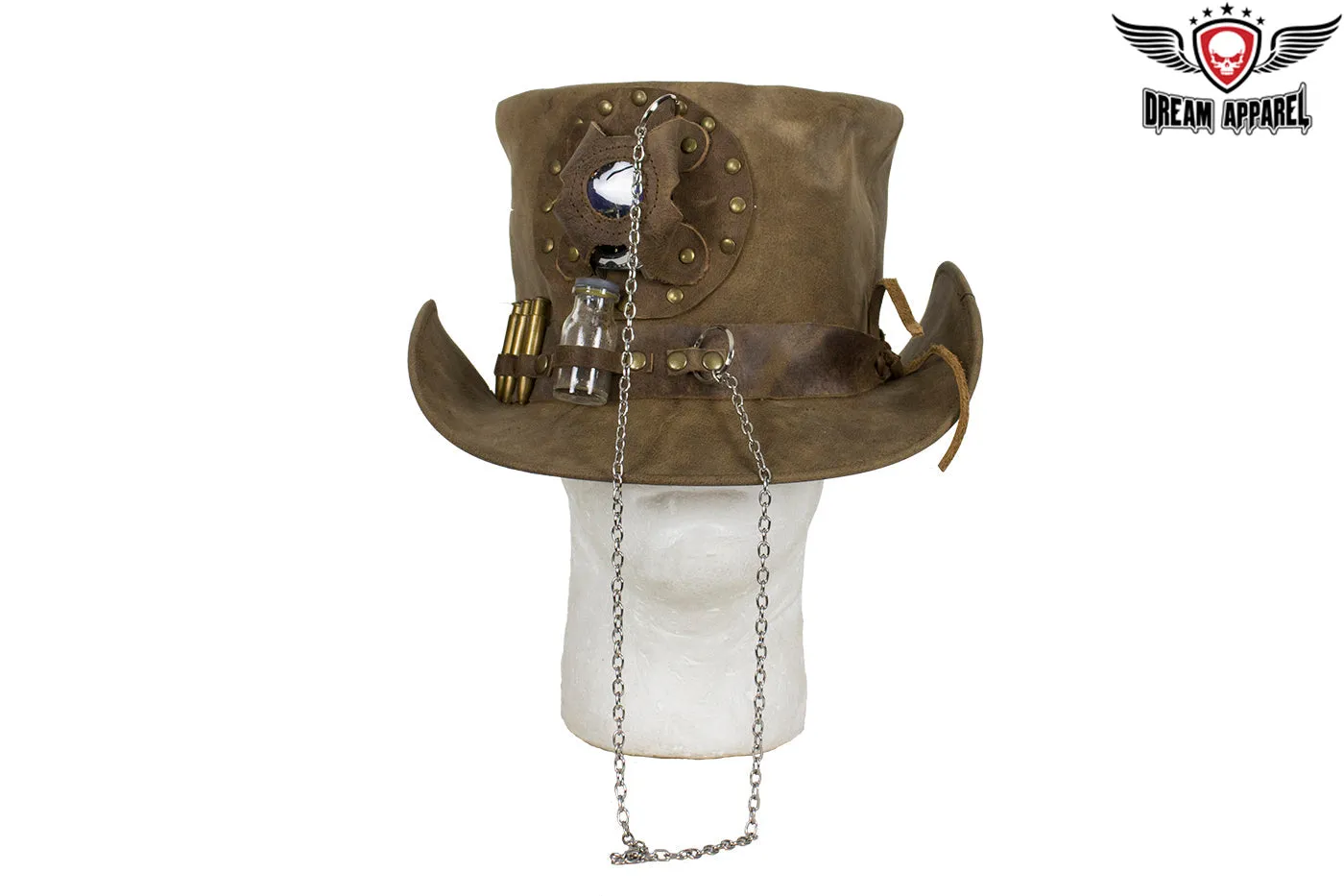 Brown Leather Deadman Top Hat