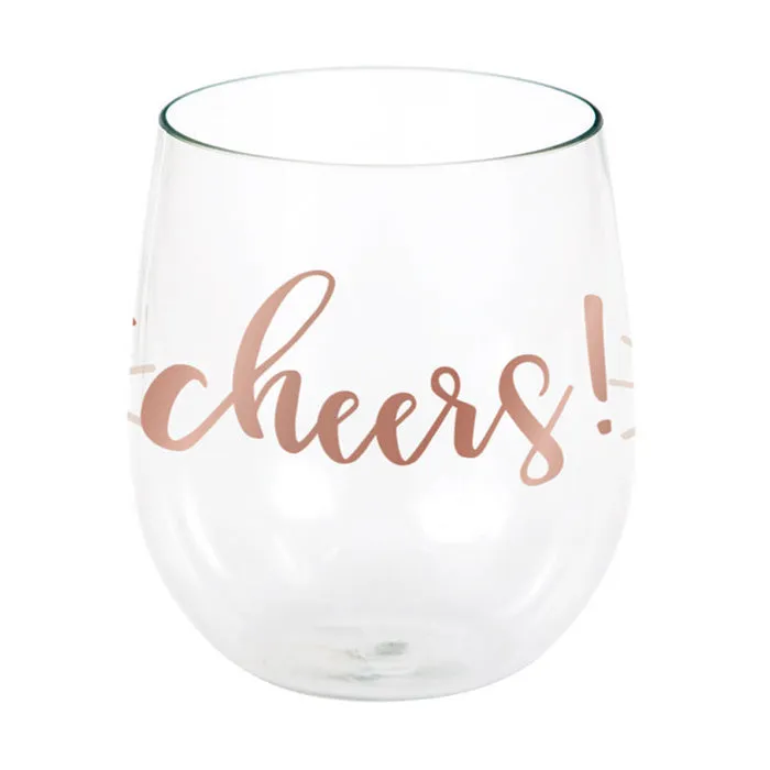 Bulk Rose All Day Cheers Plastic Stemless Wine Glasses (6 per Case)