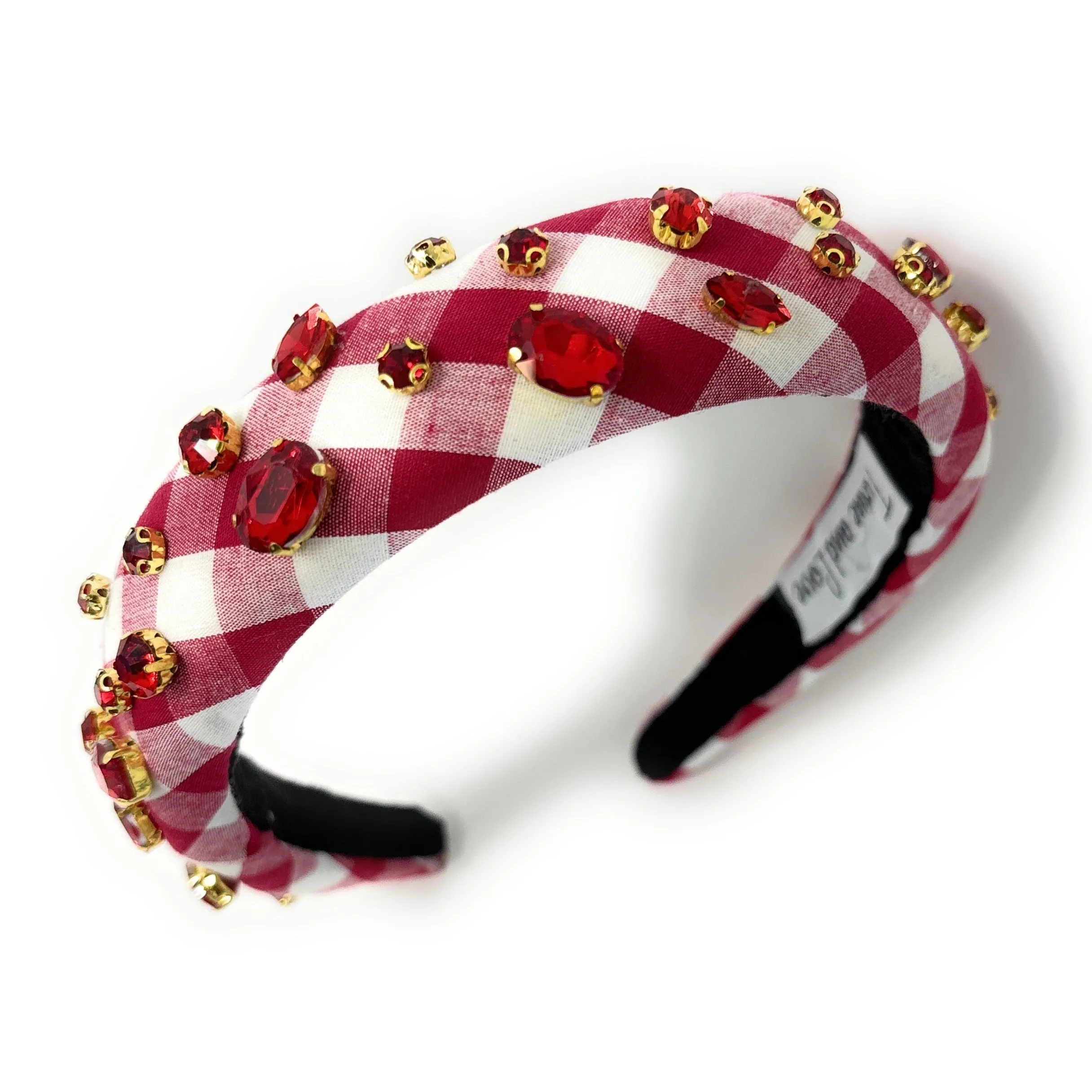 Burgundy Gingham Padded Headband